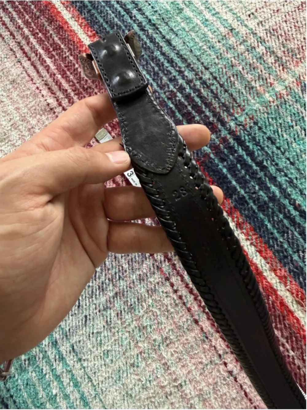 Vintage Black Beaded Western Belt 28